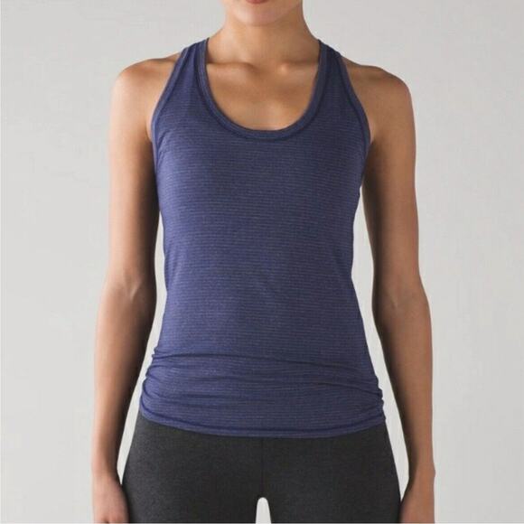 Lululemon Women Tie It Up Singlet Heathered Hero Blue Racerback Tank - Picture 1 of 10